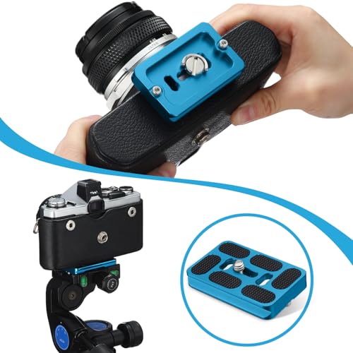 Frienda 2 Pieces Metal Quick Release Plate with 1/4''-20 Camera Screw Tripod Mount Plate Fits Standard for DSLR Camera Tripod Ball Head(Blue,Pu60) - color: Blue, style: PU60
