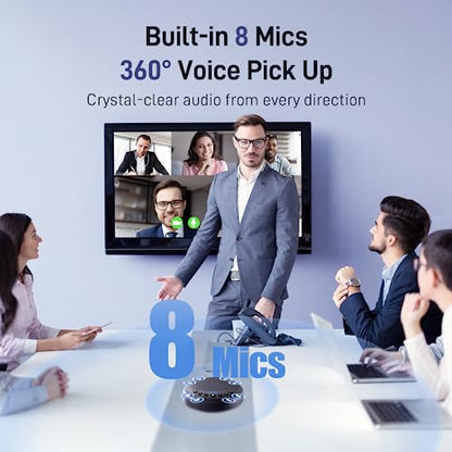 EMEET Conference Speaker and Microphone w/8 Mics, 360° Voice Pickup, Noise Reduction, Bluetooth/USB/Dongle Speakerphone for 10 People w/Daisy Chain for 18, Compatible w/Leading Platforms, 2025 Version - size: Luna Plus for 10