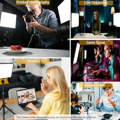 2 Pack LED Photo Lighting kit with Stand 2800-6500K Dimmable Photoshoot Lights for Product Photography,12" Background Lights for Streaming,Video Recording, Food Picture,Content Creators