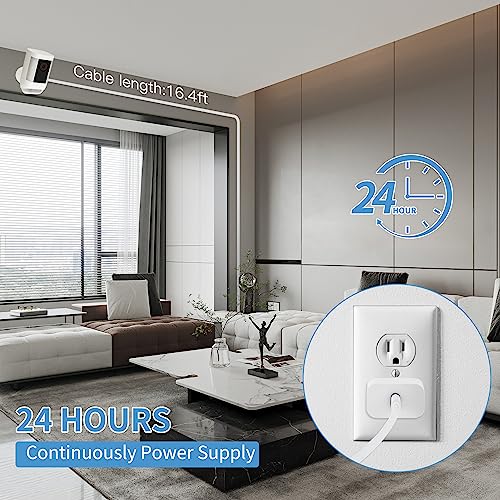 25ft/7.5m Weatherproof Charger Cable for Outdoor Cam Plus,Spotlight Cam Plus/Pro(Battery), with Power Adapter Continuously Charging Your Security Camera