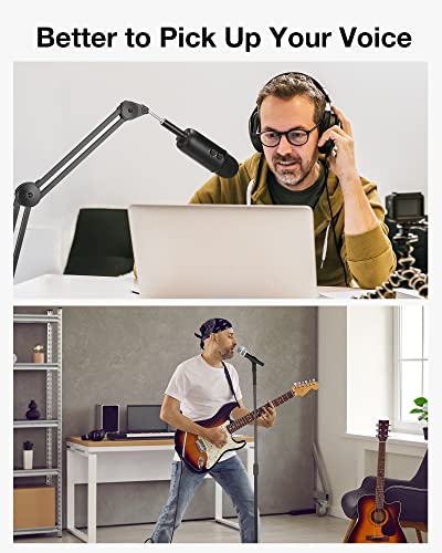 InnoGear Mic Stand Extension Tube, 2 Pieces 5/8" Thread Microphone Extension Pipe Mic Extender with 2 Pcs 3/8" to 5/8" Metal Adapter for Desk Mic Boom Arm Stand for Shure SM7B MV7 Blue Yeti QuadCast