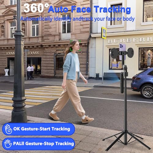 Auto Face Tracking Tripod for iPhone with Light 70.9” Selfie Stick Tripod Stand Follows Your Movement 360°Phone Camera Tripod with Wireless Remote for Content Creator Vlog Live Stream Video Recording - style: B181-Auto Face Tracking Tripod with 2 Ring Lig