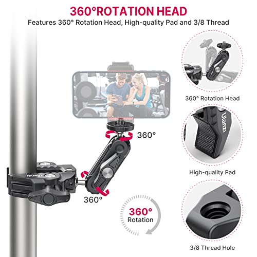 ULANZI Super Clamp Camera Clamp Mount Monitor 360° Ballhead Magic Arm Double Ball Head Adapter with 1/4"-20 & 3/8"-16 Thread ST-07 Phone Tripod Mount - size: Phone Mount Kit