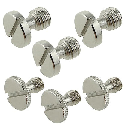 6pcs Camera Quick Release Screws - 3pcs 3/8 Inch and 3pcs 1/4 Inch Tripod Monopod Quick Release (QR) Plate Camera Screws