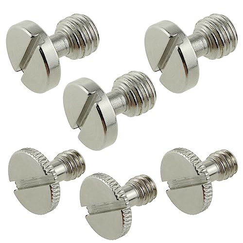 6pcs Camera Quick Release Screws - 3pcs 3/8 Inch and 3pcs 1/4 Inch Tripod Monopod Quick Release (QR) Plate Camera Screws