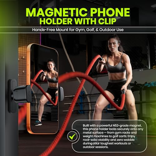 Magnetic Phone Holder for Gym with N52 Magnet and Secure Clip, Strong Magnetic Phone Mount for All Phones, Attaches to Metal Surfaces, Portable Gym Accessories for Men & Women, Secure Grip - style: Clip mount