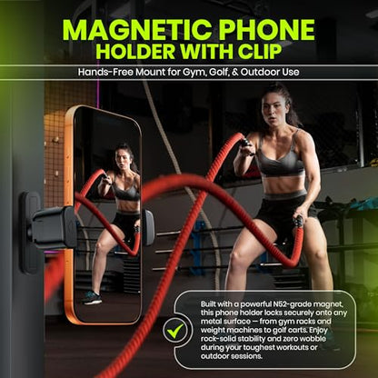 Magnetic Phone Holder for Gym with N52 Magnet and Secure Clip, Strong Magnetic Phone Mount for All Phones, Attaches to Metal Surfaces, Portable Gym Accessories for Men & Women, Secure Grip - style: Clip mount