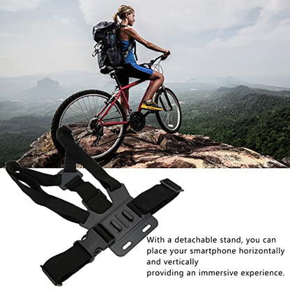 Qiilu Chest Harness Phone, Mobile Phone Chest Mount Adjustable Cellphone Selfie Chest Mount Harness Strap Holder with Cell Phone Clip Holder Compatible with Most Smartphones