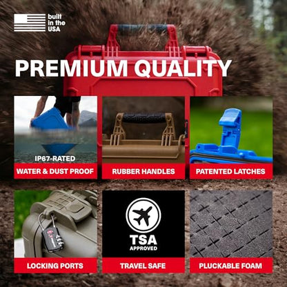 Condition 1 18" Medium Waterproof Hard Case with Foam, Model 801, Portable Protective Storage Box for Travel, Tactical Gear, Made in USA, 18.36"x13.70"x 7.03" Green - color: Green