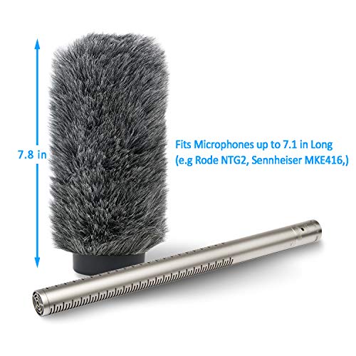 YOUSHARES NTG3 Microphone Windscreen - Deadcat/Windmuff for Rode NTG-3, Sennheiser MKH416 Shotgun Mic, Wind Shield Up to 7.1" Long - color: NTG3 Shag
