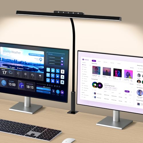 Desk Lamp, 3 Colors Stepless Dimming LED Desk Lamps for Home Office Adjustable Memory Desk Light with Clamp Touch Control Office Lamp Eye Caring Computer Light for Working Sewing(Black) - color: Black