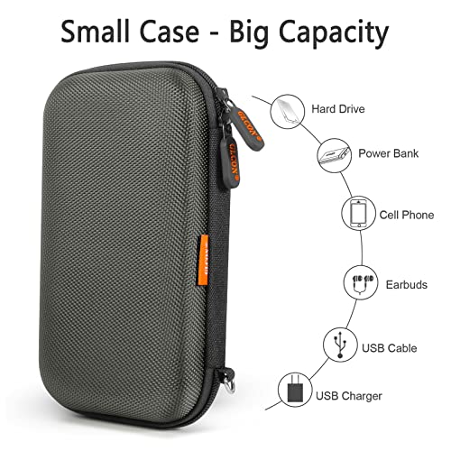 Dustproof Carrying Case Electronic Accessories Cable Organizer - Portable Small Travel Charger Case Power Bank Phone Pouch - Double Zippers Wallet Hard EVA Storage Carry Bag - Silver Grey