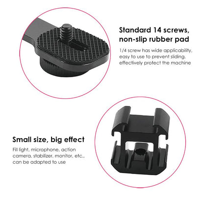 Triple Cold Shoe Mounts Plate Microphone Led Video Light Extension Bracket Microphone Stand Rig Compatible for DJI OSMO Mobile 3 2 OM 4 Zhiyun Smooth 4/Feiyu Vimble 2 Gimbal Stabilizer - color: ST-002-1