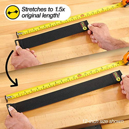 Super-Stretch Wrap-It Storage Straps - 12" (8 Pack) - Elastic Hook and Loop Cinch Straps - color: Black, size: 12" (8 Pack)