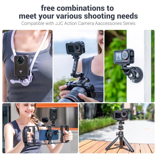 JJC Osmo Action 5 Cold Shoe Adapter Mount for DJI Osmo 360 Action 5 Pro 4 3 Accessories, 180° Angle Adjustable, Detachable Camera Monitor Mount w. 1/4 Screw Hole, Magnetic Quick Release Tripod Adapter - color: Hot Shoe/Cold Shoe Adapter