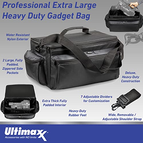 Ultimaxx Professional Extra-Large, Well-Padded, Water-Resistant Gadget Bag – Compatible with Canon, Sony, Nikon, Pentax, JVC, Olympus, Panasonic, Fujifilm, Samsung Cameras & Camcorders, and More