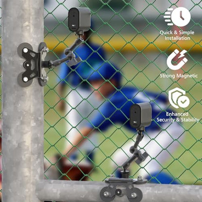Magnetic Cell Phone Fence Mount for Universal Compatibility with Mevo Start, iPhone, GoPro & Action Cameras, Adjustable Arm with 360 Movement, Secure Magnetic Grip (Black) - color: Black
