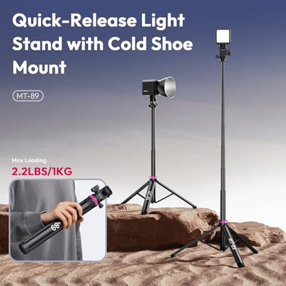 ULANZI MT-89 Extendable Tripod Aluminum, 82" Portable Adjustable Light Stand with 1/4" Screw Quick Release, Camera Phone Tripod for Camera Video Light Smartphone, Lightweight for Travel,Up Load 2.2LBS - size: 82 inch-Original Version
