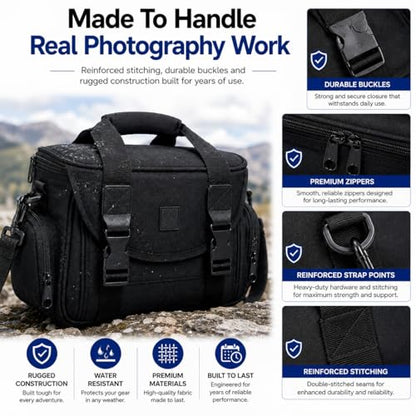 eCostConnection Extra Large Camera Bag Fully Padded Gadget Case with Dual Buckles for Sony,Nikon, Canon, Olympus, Pentax, Panasonic, Samsung & Many More SLR Cameras & Camcorders - size: Extra Large