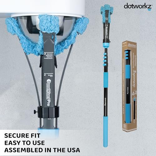 DomeWizard™ Compact Security Camera Cleaning Kit with Pole – Streak-Free Lens Cleaner for Dome, PTZ, Mini Dome & Bullet Cameras – Reusable Microfiber Mitt + 8oz Cleaning Solution - size: 13' Cleaning Kit