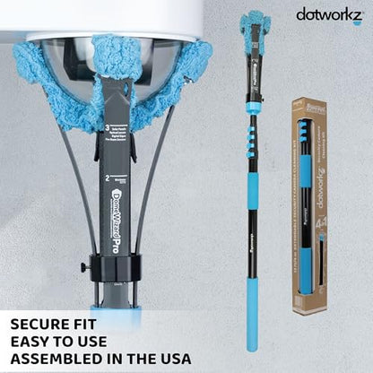 DomeWizard™ Compact Security Camera Cleaning Kit with Pole – Streak-Free Lens Cleaner for Dome, PTZ, Mini Dome & Bullet Cameras – Reusable Microfiber Mitt + 8oz Cleaning Solution - size: 13' Cleaning Kit