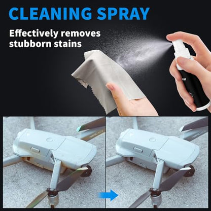 Drone Cleaning Kit for DJI, Holy Stone, Scoot, FPV Drone, Hobby RC Quadcopters Multirotors - with Spray Cleaner for Screen Lens