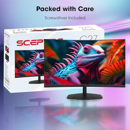 Sceptre Curved 27-inch Prime Gaming Monitor 1500R 100Hz HDMI X2 DisplayPort 1ms 100% sRGB, Build-in Speakers Machine Black 2025 (C275W-FW100T Series) - style: 27" Curved Gaming 100Hz DP HDMI X2
