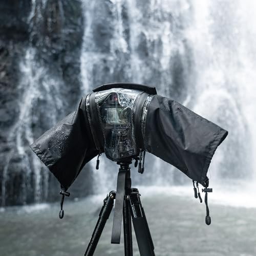Mirrorless Camera Rain Cover with Openable Viewing Window & Strap Mountable Design Waterproof Camera Rain Coat for Sony A7RVI A7R VI V A7IV Canon EOS R6M2 R5M2 R8 R7 Rp for Nikon Z6III II Z7II Z8 Z50 - color: BLACK(Upgraded)