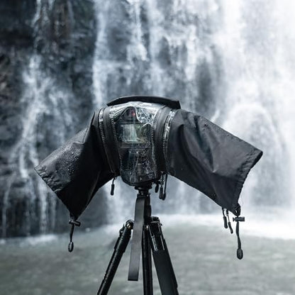 Mirrorless Camera Rain Cover with Openable Viewing Window & Strap Mountable Design Waterproof Camera Rain Coat for Sony A7RVI A7R VI V A7IV Canon EOS R6M2 R5M2 R8 R7 Rp for Nikon Z6III II Z7II Z8 Z50 - color: BLACK(Upgraded)
