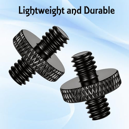 4 Pack 1/4" Male to 1/4" Male Threaded Tripod Screw, Double Head Standard Mounting Threaded Adapter Converter for Camera Cage Light Stand Monopo Shoulder Rig Stud Mounting Accessories