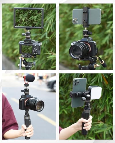 UTEBIT Panoramic Tripod Head with 1/4" Camera Hot Shoe Mount, Black | Mini Ball Head DSLR Camera Mount Adapter Photograph Attachment Accessories for Action Cameras Cam Smartphone Light Microphone - style: 20mm Scale BallHead