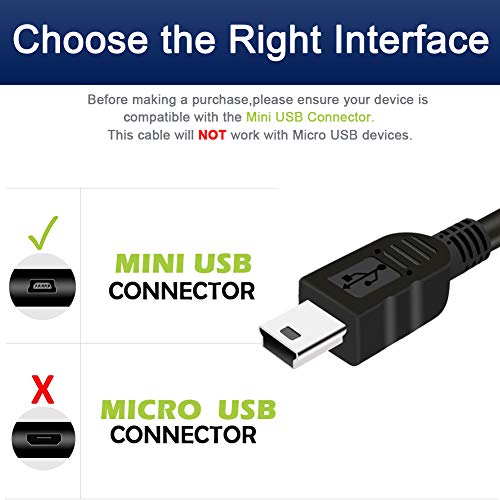USB Cable for Canon Camera Charger,Mini USB Cable Data Transfer Cord for Canon PowerShot Rebel EOS DSLR ELPH Camcorders. Interface Replacement Charging Cord for Canon Digital Camera PC to Computer 6ft