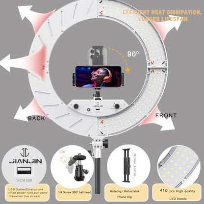 Ring Light Kit:18"/45cm Outer 55W6700k Dimmable LED Light, Tripod Stand, Remote Controller,Box for Camera,Smartphone,YouTube,TikTok,Self-Portrait Shooting,CRI95,White - color: White