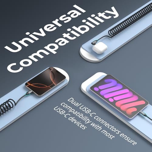 SMALLRIG USB C to USB C Coiled Data Cable (Straight to Angled), 90 Degree USB C Cable 20Gbps High Speed Data Transfer, Support PD 100W Fast Charging, for iPhone, Laptops and Cameras etc. - 4792 - size: 1.15FT-3.28FT, style: Straight to Angled Coiled