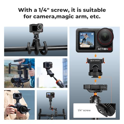 K&F CONCEPT Cold Shoe Action Camera Magnetic Quick Mount Holder, Tripod Mount for DJI Osmo Action 5 Pro Hot Shoe Camera Adapter with 1/4" Screw Hole for Osmo Action 3/4 DSLR Photography Accessories