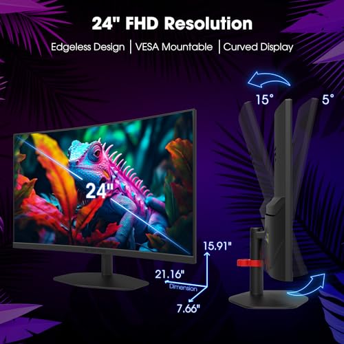 Sceptre Curved 24-inch Gaming Monitor 1ms 100Hz 1500R DisplayPort HDMI X2 Eye Care 100% sRGB Build-in Speakers, Machine Black 2025 (C248W-FW100T Series) - style: 24" Curved 100Hz DisplayPort HDMI