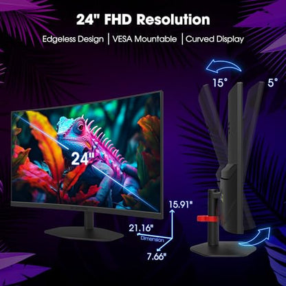 Sceptre Curved 24-inch Gaming Monitor 1ms 100Hz 1500R DisplayPort HDMI X2 Eye Care 100% sRGB Build-in Speakers, Machine Black 2025 (C248W-FW100T Series) - style: 24" Curved 100Hz DisplayPort HDMI