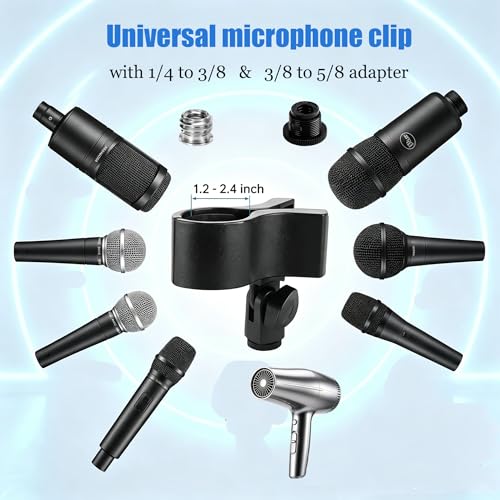 Kereal Microphone Stand Arm Gooseneck 22” Extender Mic Clip With 1/4" to 3/8" Adapter Mount & Metal Crab Clamp,Mic Holder For Podium,Kick Drum,Compatible with Fifine,Shure,Blue,Snowball,AT2020,Razer - size: mic holder with 22" gooseneck