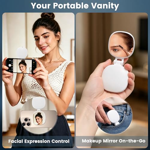 SJZXVZ Magnetic Selfie Light, 3-Mode Phone Light Compatible with Phone Magsa for Selfies/Photography/TikTok/Zoom Calls/Video Conference, Long-Lasting & Rechargeable, CRI97 - color: White