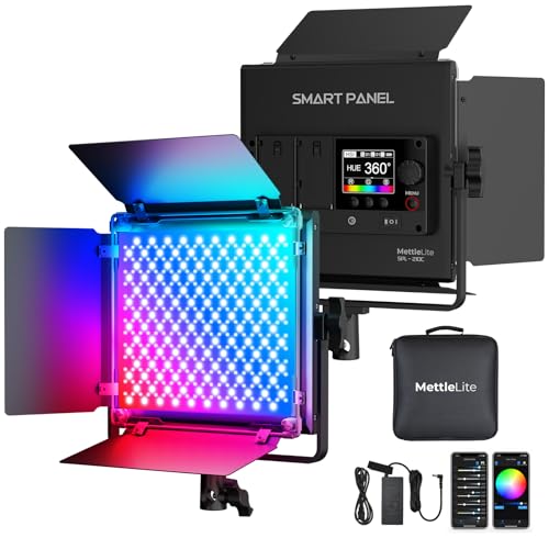Mettlelite SPL210C RGB LED Video Light with APP Control, 360 Full Color RGB Panel, 2800K-8000K, CRI/TLCI 97+, 10 Scenes, Professional Photography Studio Lighting for YouTube/Stream/Photo/Video - size: SPL210C - 1 Light