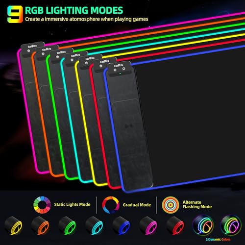 Mouse Pad with Wireless Charging, RGB Gaming Mousepad, Large Desk Mat with Ultra-Smooth Surface, Non-Slip Mouse Mat, Waterproof Computer Keyboard Pad for Gaming, Desk, Office, PC, 800x400x4MM, Black - color: Black-rgb+wireles Charging
