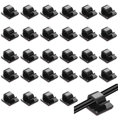 105 Pcs Self Adhesive Cable Clips Cables Ties, Black Wall Wire Cable Management Clips, Adhesive Cord Holder Clip for Wall Under Desk Ethernet TV Cables Clamp
