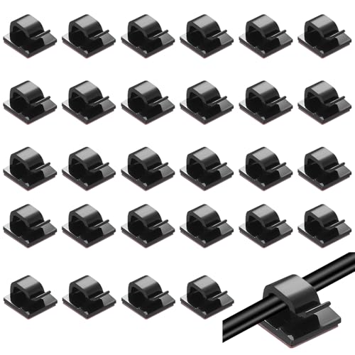 105 Pcs Self Adhesive Cable Clips Cables Ties, Black Wall Wire Cable Management Clips, Adhesive Cord Holder Clip for Wall Under Desk Ethernet TV Cables Clamp