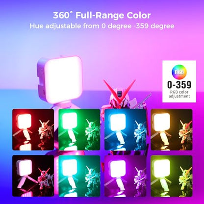 Leekai P6 RGB Video Light, Magnetic Portable Photography Lighting with Clip for Phone/Laptop, CRI 95+ 2500K-9000K, 2000mAh Rechargeable LED Camera Light for YouTube TikTok Zoom Meetings - color: White