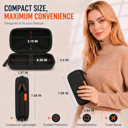 Small Hard Shell Zipper Case - Protective EVA Carrying Case - Universal Portable Storage Travel Pouch Bag for Power Bank, External Hard Drive, Charger, Cell Phone, USB Cable, Electronic Accessories