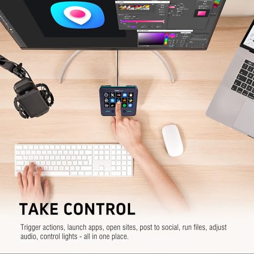 VSDINSIDE Macro Keypad, Stream Controller Deck Gaming Streaming Shortcut Keyboard, 18 Programmable Keys Customizable Visual AI Pad USB Soundboard for OBS, YouTube, Desk Office Setup, Laptop, PC, Mac - size: ST