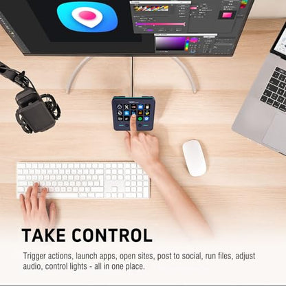 VSDINSIDE Macro Keypad, Stream Controller Deck Gaming Streaming Shortcut Keyboard, 18 Programmable Keys Customizable Visual AI Pad USB Soundboard for OBS, YouTube, Desk Office Setup, Laptop, PC, Mac - size: S