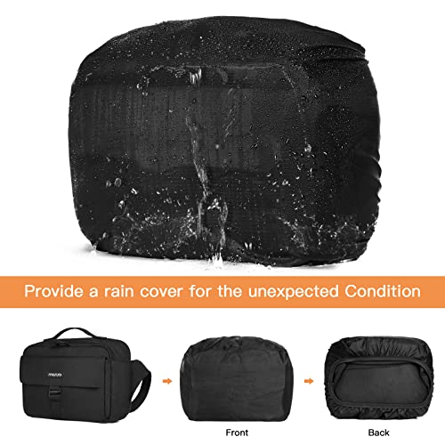 MOSISO Camera Shoulder Bag Case Crossbody Sling Purse, DSLR/SLR/Mirrorless Compact Padded Photography Handbag with Rain Cover Compatible with Canon/Nikon/Sony Cameras and Lenses, Black - color: Black