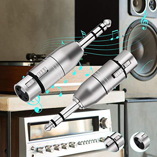 Tisino XLR Female to 1/4" TRS Adapter, Balanced Female XLR to Quarter Inch 6.35mm Male Adapters - 2 Pack - color: XLRF to 1/4" TRS
