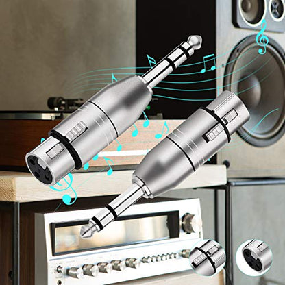 Tisino XLR Female to 1/4" TRS Adapter, Balanced Female XLR to Quarter Inch 6.35mm Male Adapters - 2 Pack - color: XLRF to 1/4" TRS